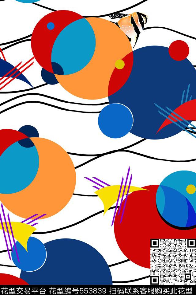 几何线条圆传统印花华亿平台下载（图片编号: 553839） - 瓦栏（Walan）