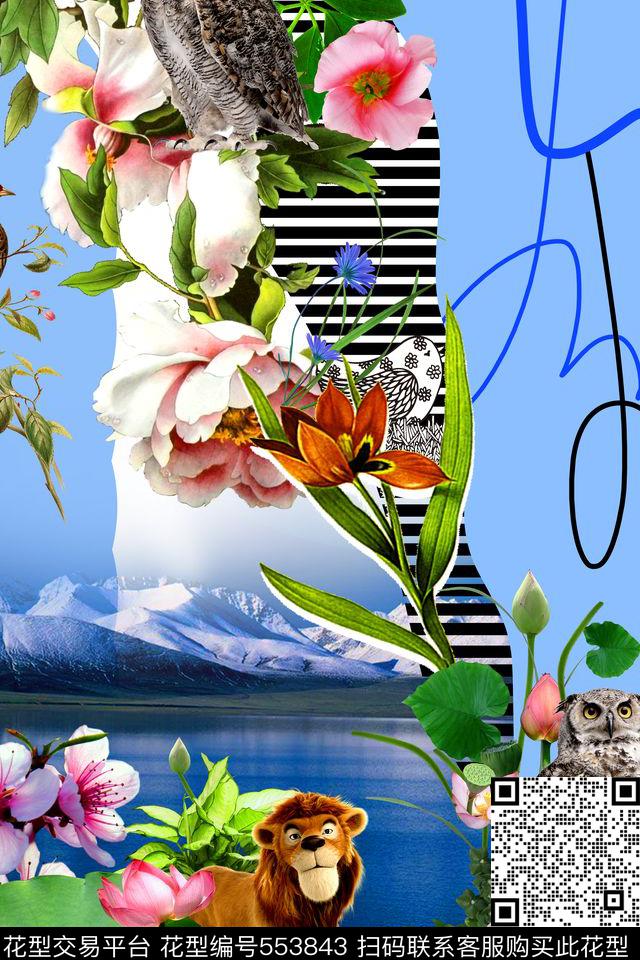 花卉定位风景数码印花华亿平台下载（图片编号: 553843） - 瓦栏（Walan）