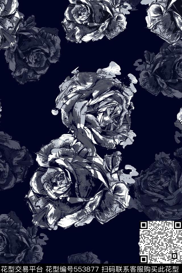 抽象男装图案男装衬衫图案男装花卉传统印花华亿平台下载（图片编号: 553877） - 瓦栏（Walan）