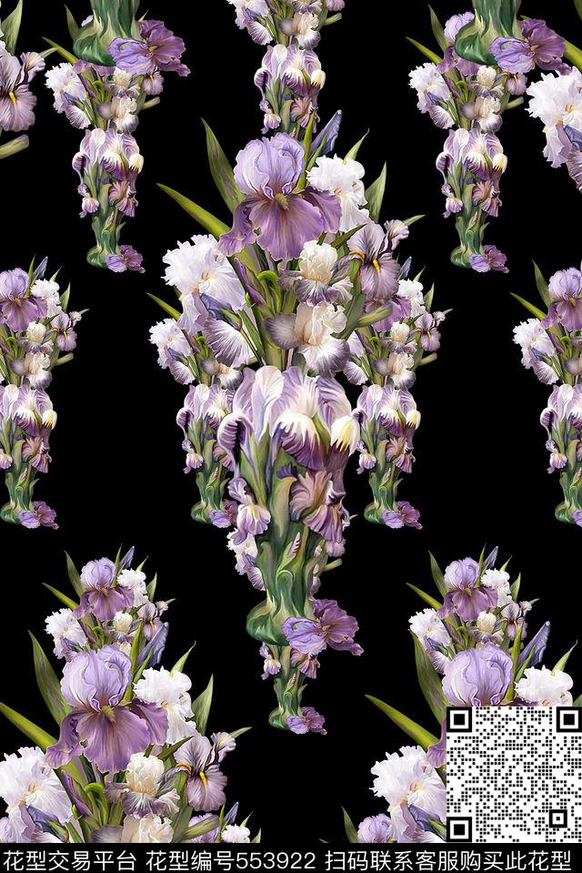 时尚大牌欧美风格条纹花流行时尚数码印花华亿平台下载（图片编号: 553922） - 瓦栏（Walan）