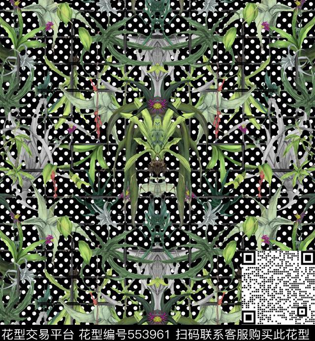 抽象几何花数码印花华亿平台下载（图片编号: 553961） - 瓦栏（Walan）