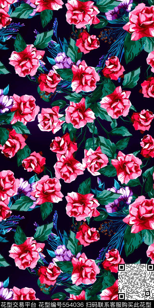 花卉数码印花华亿平台下载（图片编号: 554036） - 瓦栏（Walan）