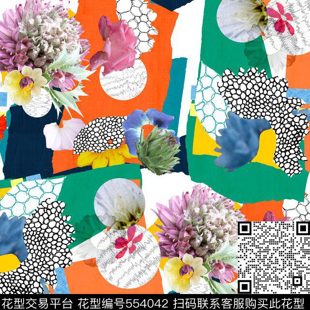 休闲时尚个性几何花卉数码印花华亿平台下载（图片编号: 554042） - 瓦栏（Walan）