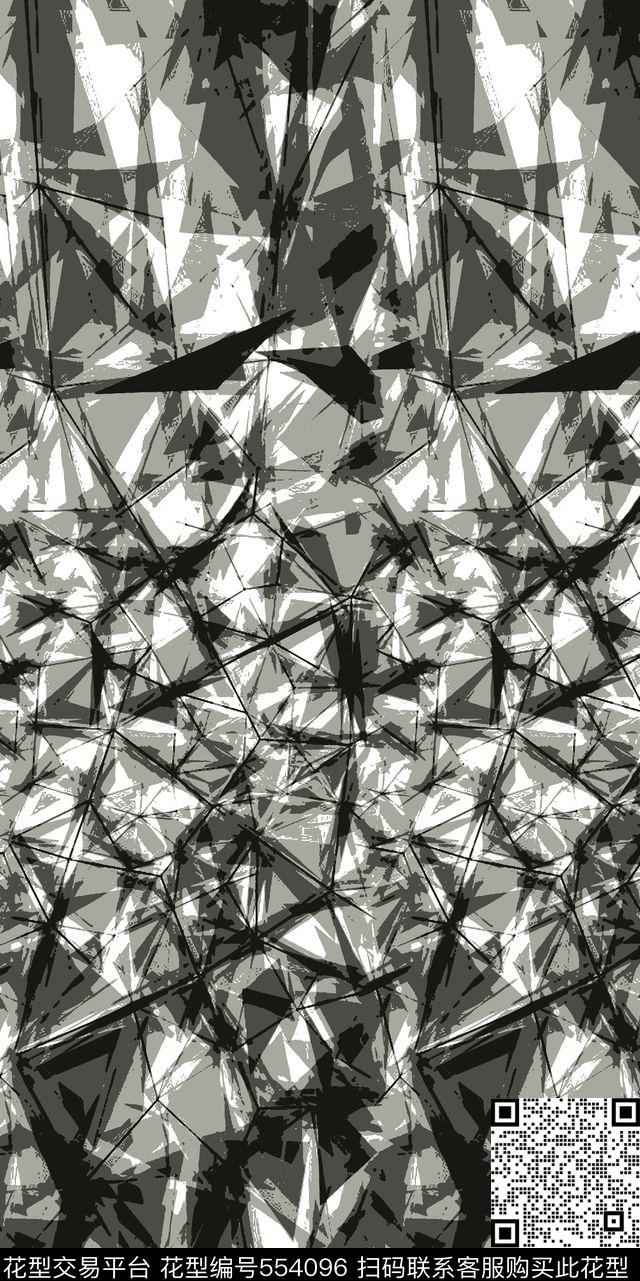 抽象男装图案几何拼块男装玻璃碎片传统印花华亿平台下载（图片编号: 554096） - 瓦栏（Walan）