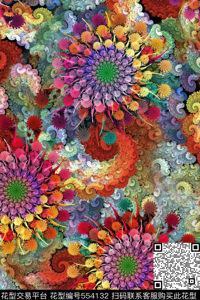 抽象炫彩肌理数码印花华亿平台下载（图片编号: 554132） - 瓦栏（Walan）