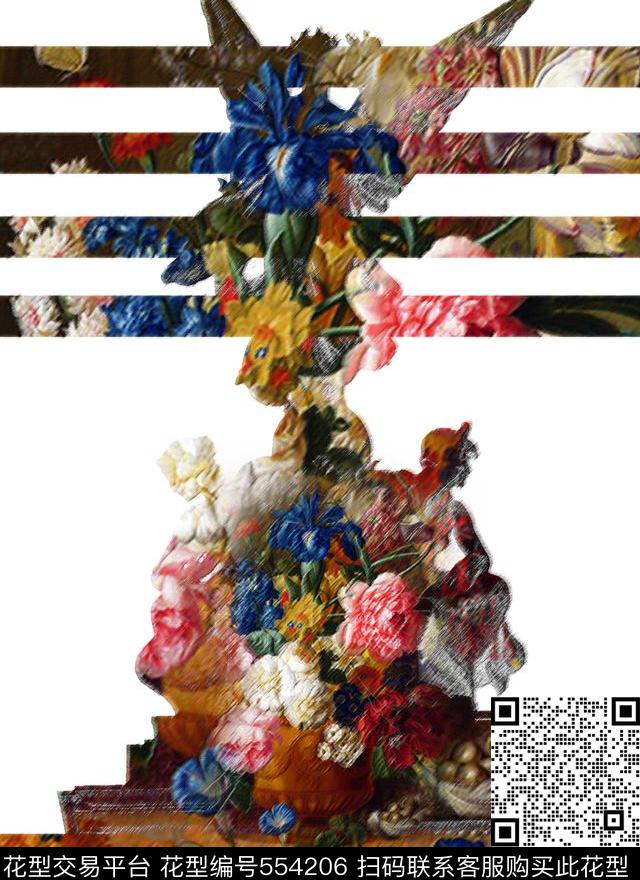 抽象花卉时尚抽象男装定位复古花卉图案数码印花华亿平台下载（图片编号: 554206） - 瓦栏（Walan）