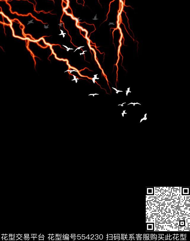 抽象男装图案飞鸟男装T恤图案数码印花华亿平台下载（图片编号: 554230） - 瓦栏（Walan）