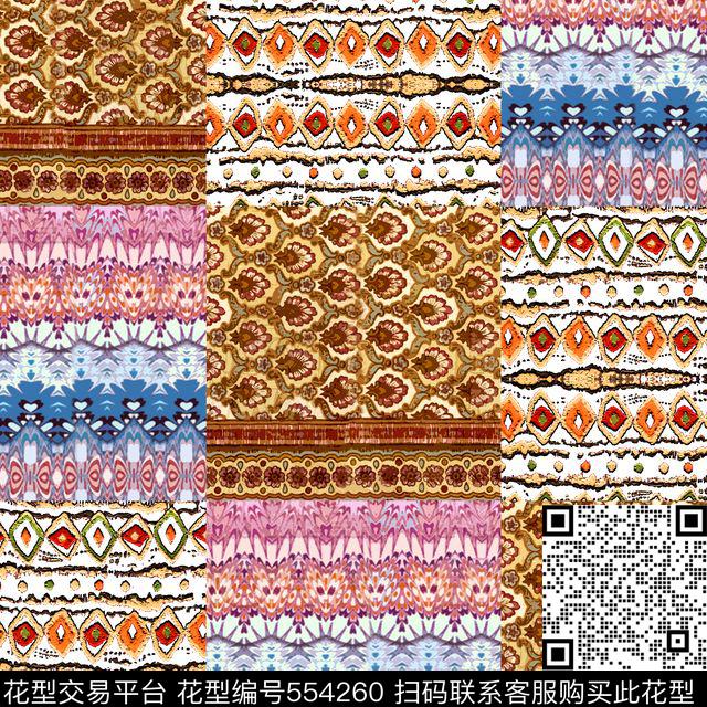 时尚拼接混合拼接数码印花华亿平台下载（图片编号: 554260） - 瓦栏（Walan）
