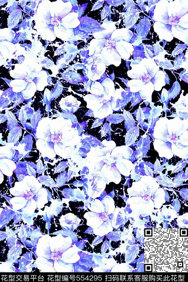 抽象小清新小清新花卉抽象色块肌理女士长裙短裙数码印花华亿平台下载（图片编号: 554295） - 瓦栏（Walan）