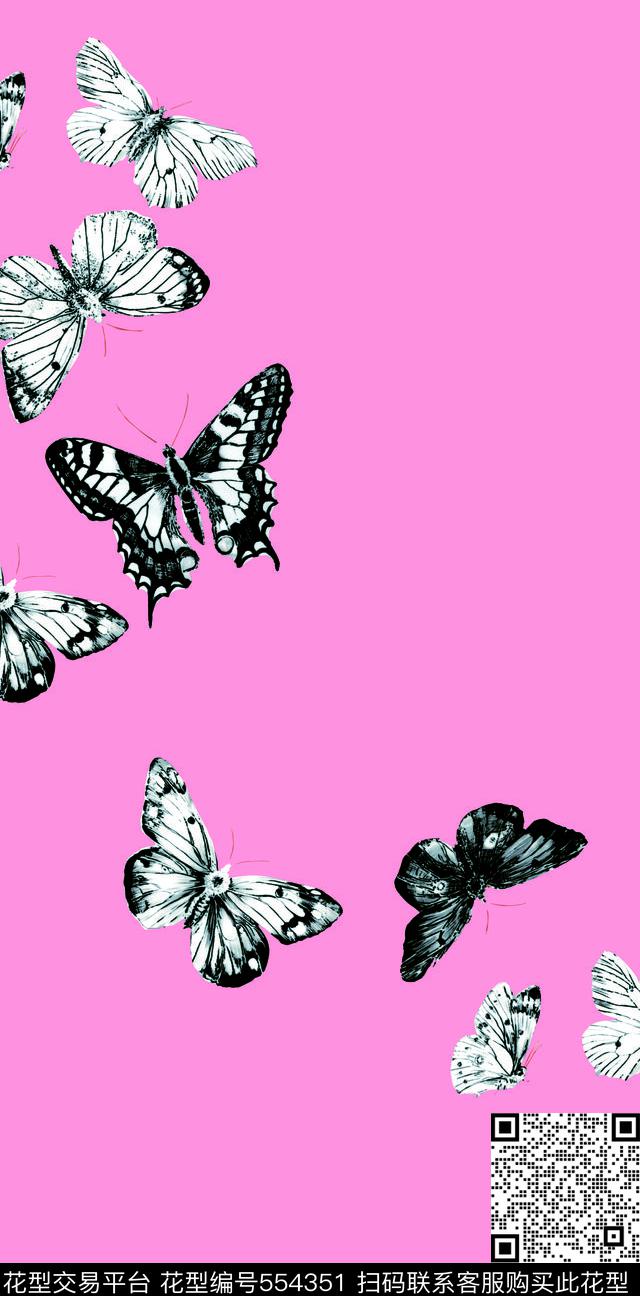 蝴蝶动物时尚数码印花华亿平台下载（图片编号: 554351） - 瓦栏（Walan）