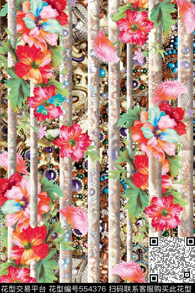 时尚潮流大牌珠宝花卉数码印花华亿平台下载（图片编号: 554376） - 瓦栏（Walan）