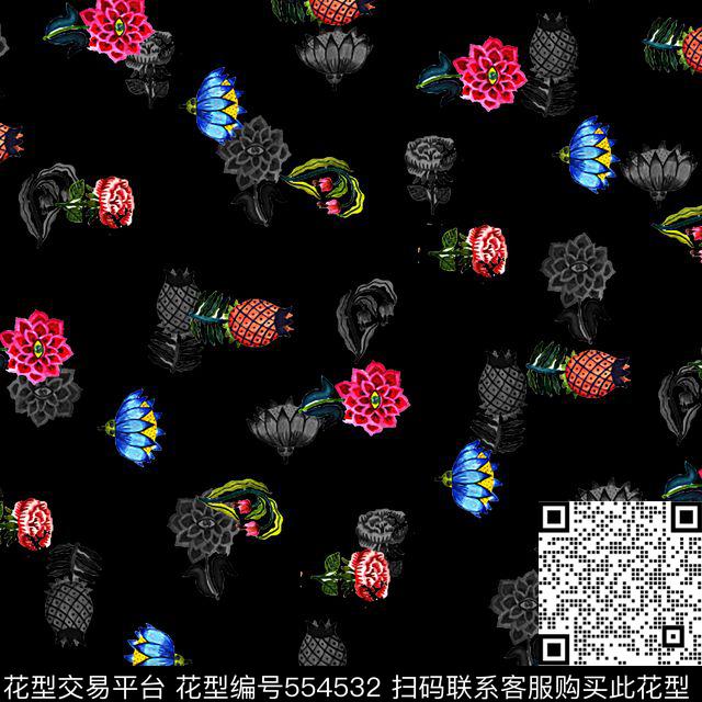 抽象小花几何数码印花华亿平台下载（图片编号: 554532） - 瓦栏（Walan）