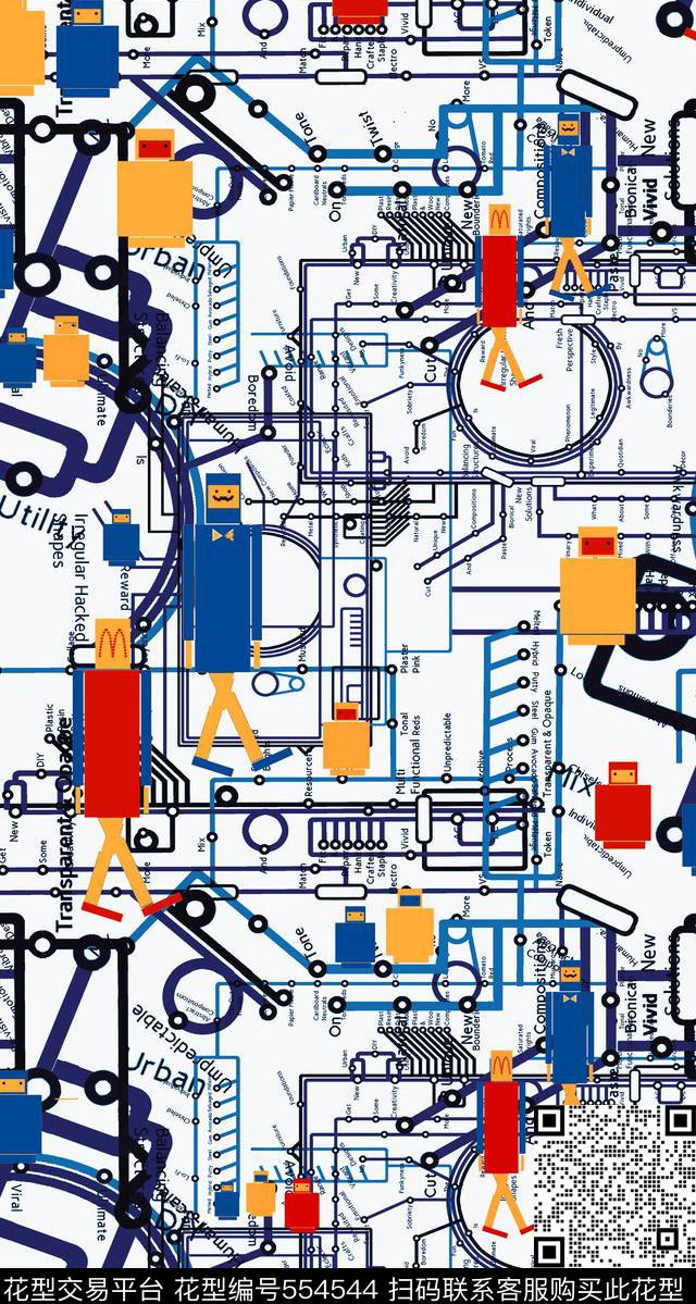 趣味几何轨迹地图形色路人传统印花华亿平台下载（图片编号: 554544） - 瓦栏（Walan）