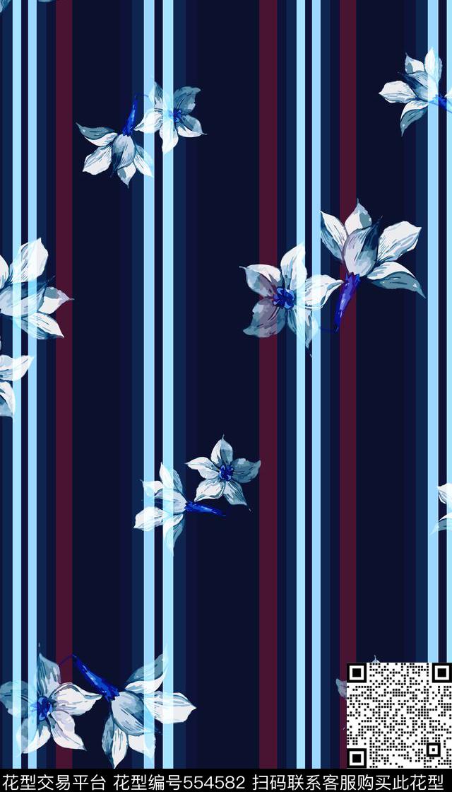 几何时尚手绘花朵数码印花华亿平台下载（图片编号: 554582） - 瓦栏（Walan）