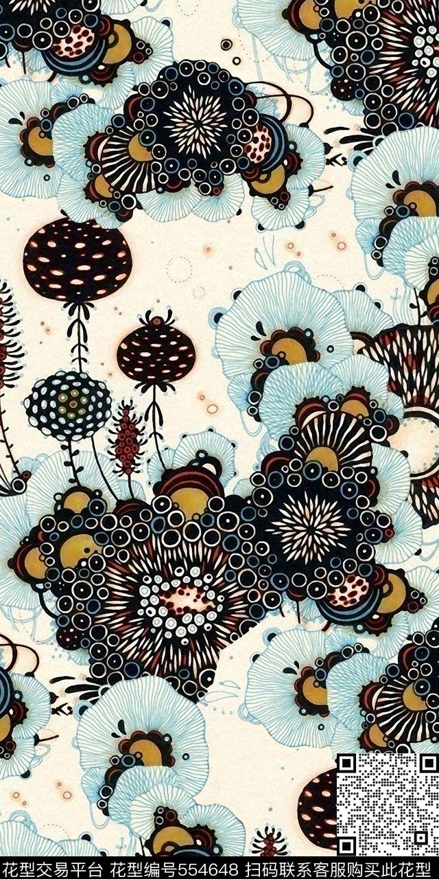 时尚流行趣味插画花卉数码印花华亿平台下载（图片编号: 554648） - 瓦栏（Walan）