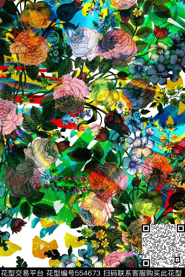 原创大牌花卉数码印花华亿平台下载（图片编号: 554673） - 瓦栏（Walan）