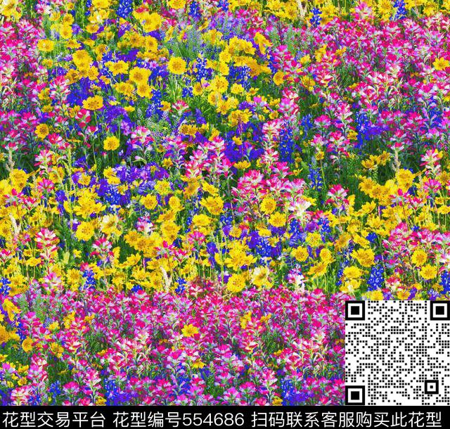 花团锦簇黄紫数码印花华亿平台下载（图片编号: 554686） - 瓦栏（Walan）