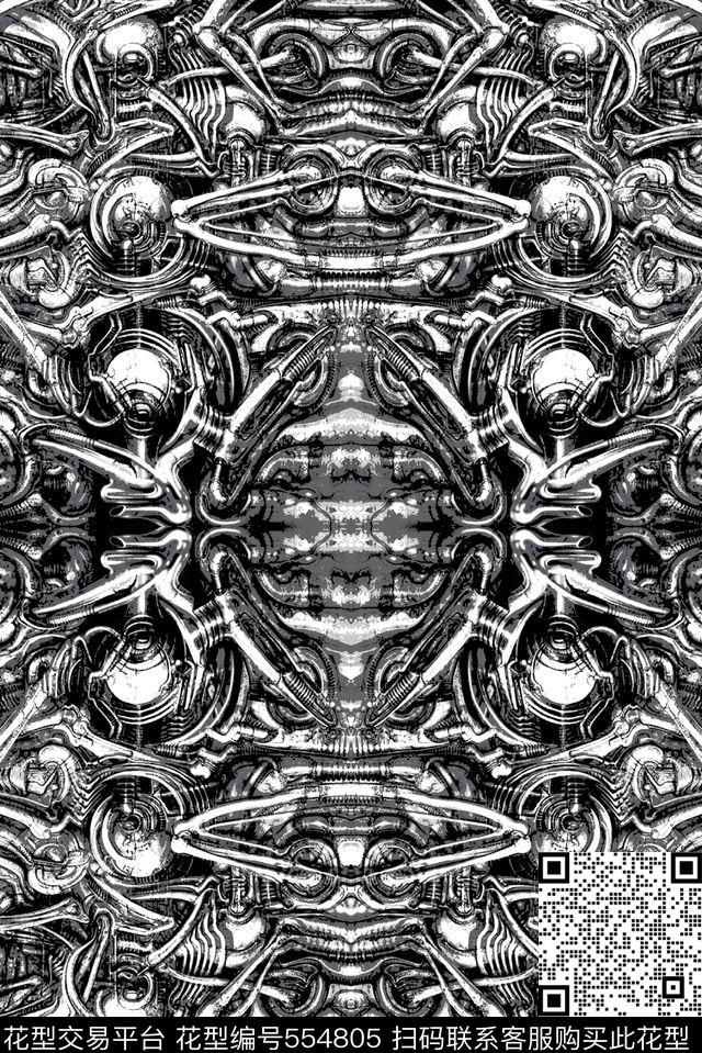 抽象男装图案黑暗美学纹理男装衬衫图案传统印花华亿平台下载（图片编号: 554805） - 瓦栏（Walan）