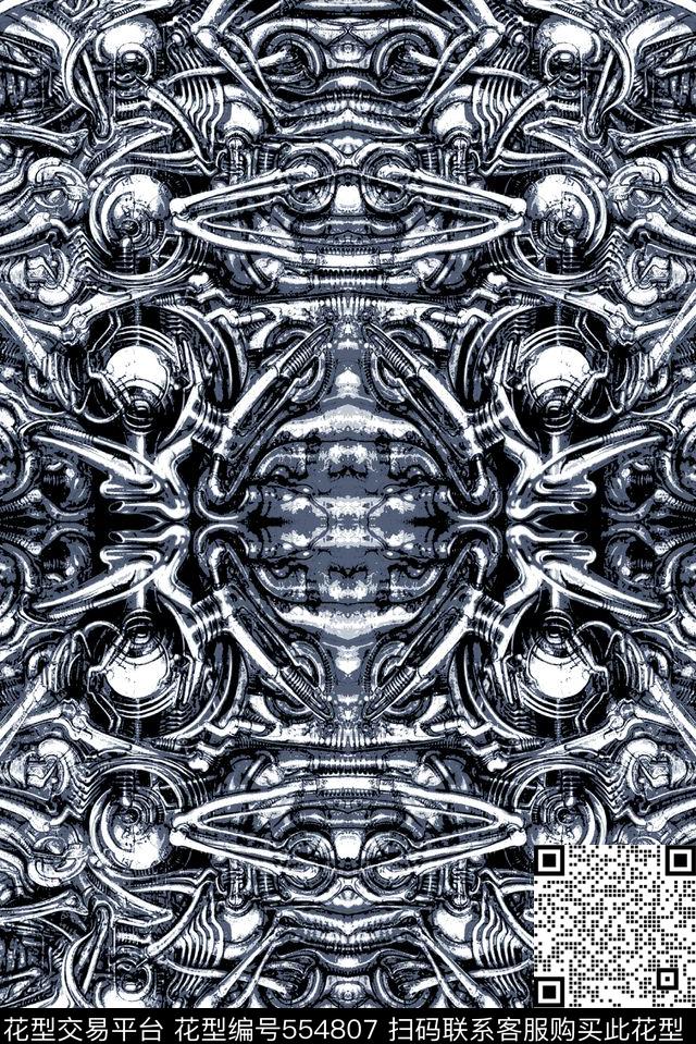 抽象男装图案黑暗美学纹理男装衬衫图案传统印花华亿平台下载（图片编号: 554807） - 瓦栏（Walan）