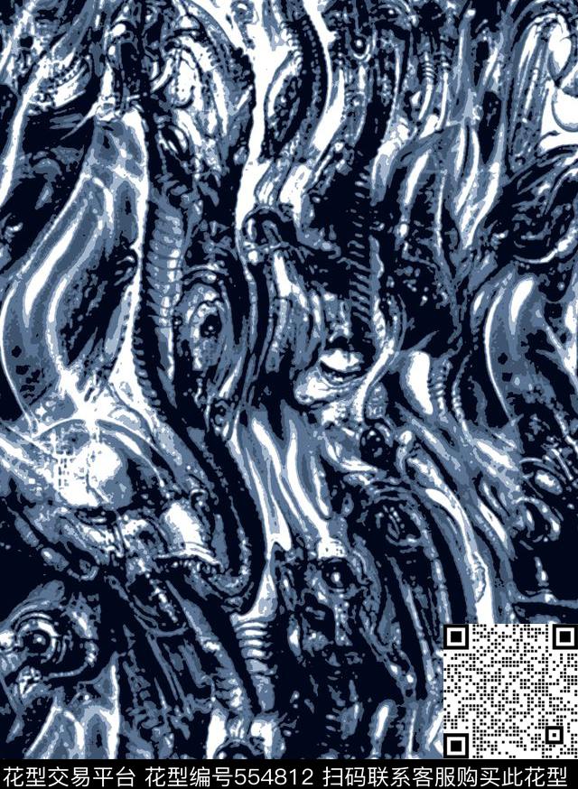 抽象男装图案黑暗美学纹理男装衬衫图案传统印花华亿平台下载（图片编号: 554812） - 瓦栏（Walan）