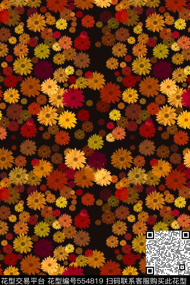 创意符号花卉数码印花华亿平台下载（图片编号: 554819） - 瓦栏（Walan）