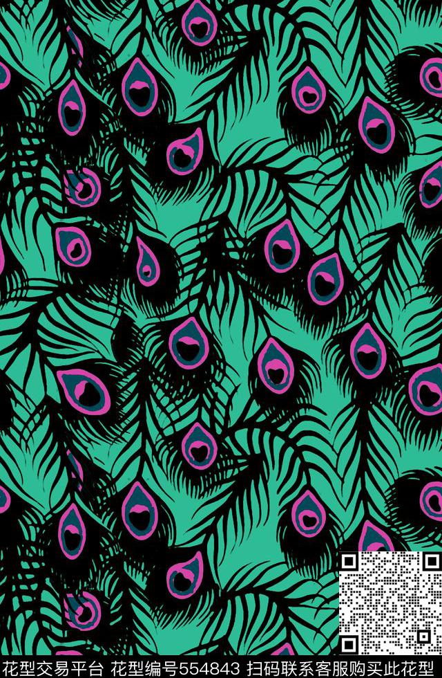 传统孔雀翎女装传统印花华亿平台下载（图片编号: 554843） - 瓦栏（Walan）