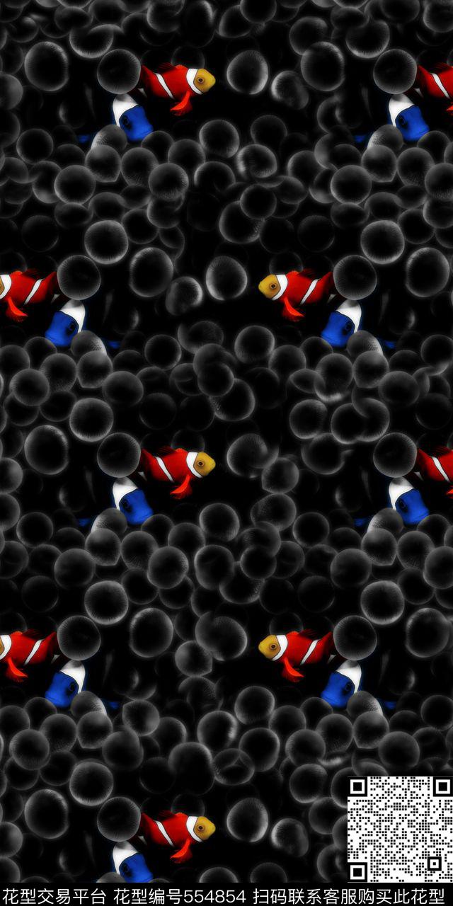 热带鱼鱼海洋生物数码印花华亿平台下载（图片编号: 554854） - 瓦栏（Walan）