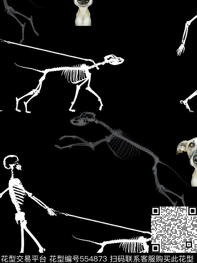 抽象男装图案骷髅狗狗数码印花华亿平台下载（图片编号: 554873） - 瓦栏（Walan）