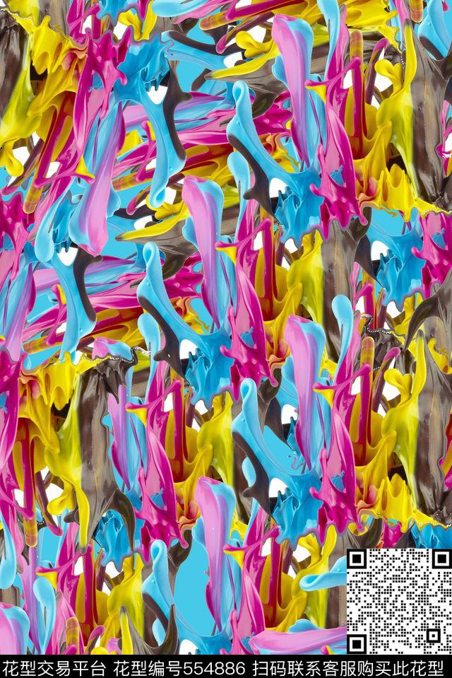 时尚抽象男装华亿平台数码印花华亿平台下载（图片编号: 554886） - 瓦栏（Walan）