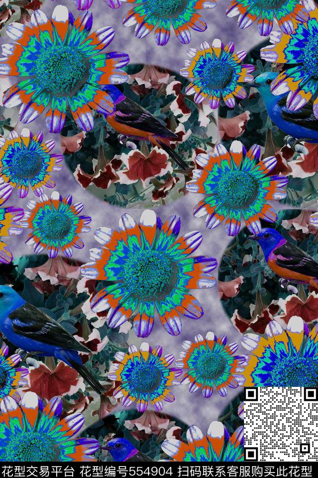 花卉民族风鸟数码印花华亿平台下载（图片编号: 554904） - 瓦栏（Walan）