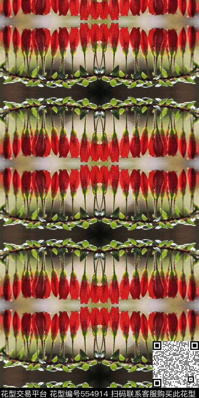 复古灯笼花定位数码印花华亿平台下载（图片编号: 554914） - 瓦栏（Walan）