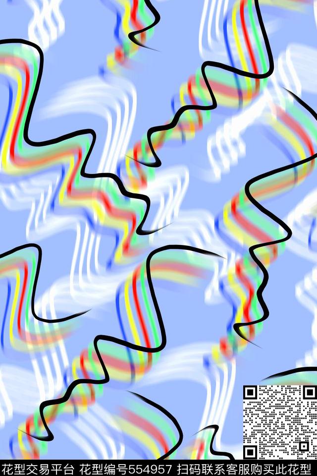 线条晕染纯色底数码印花华亿平台下载（图片编号: 554957） - 瓦栏（Walan）