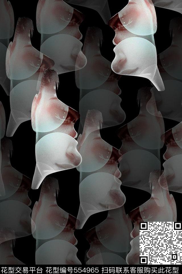 抽象模特层次数码印花华亿平台下载（图片编号: 554965） - 瓦栏（Walan）