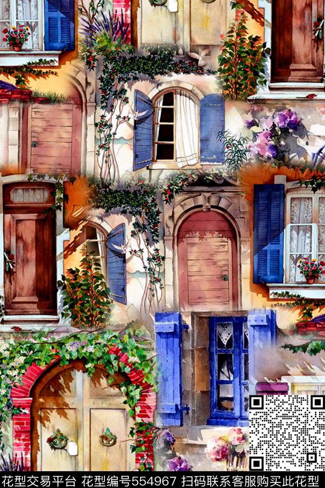 风景欧式田园数码印花华亿平台下载（图片编号: 554967） - 瓦栏（Walan）