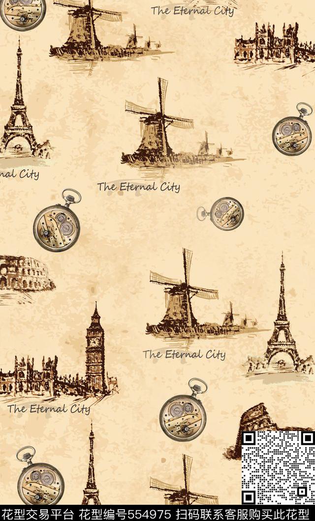 欧美复古怀表传统印花华亿平台下载（图片编号: 554975） - 瓦栏（Walan）