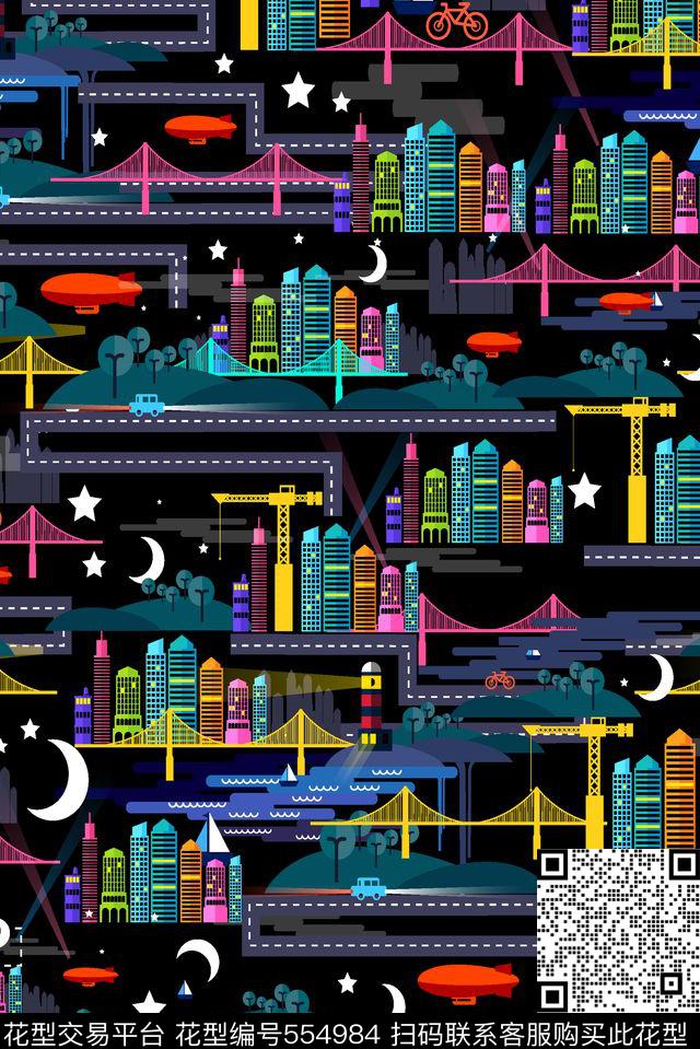 卡通创意城市传统印花华亿平台下载（图片编号: 554984） - 瓦栏（Walan）