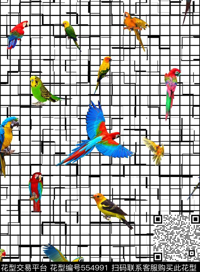 时尚动物格子数码印花华亿平台下载（图片编号: 554991） - 瓦栏（Walan）