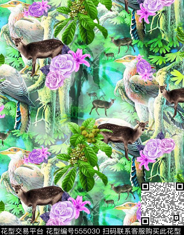 抽象女装图案女装长裙图案趣味动物女装图案数码印花华亿平台下载（图片编号: 555030） - 瓦栏（Walan）