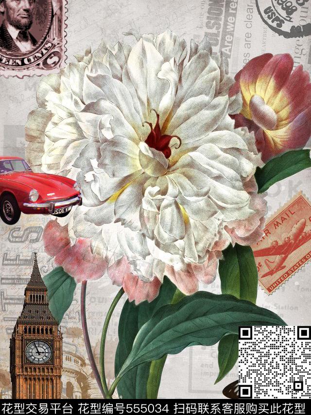 创意服装面料创意图案设计花卉数码印花华亿平台下载（图片编号: 555034） - 瓦栏（Walan）