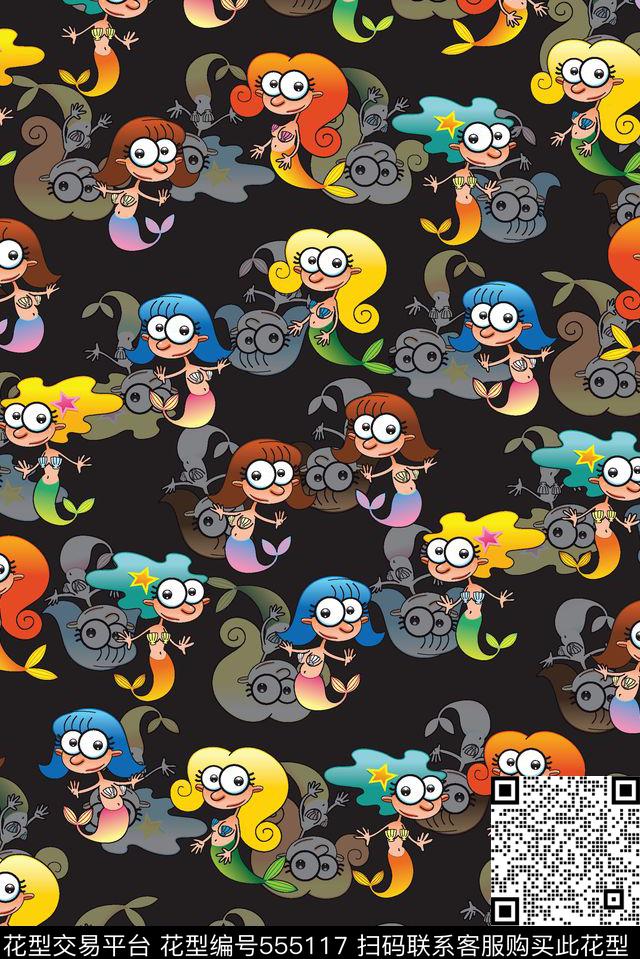 卡通海底美人鱼传统印花华亿平台下载（图片编号: 555117） - 瓦栏（Walan）