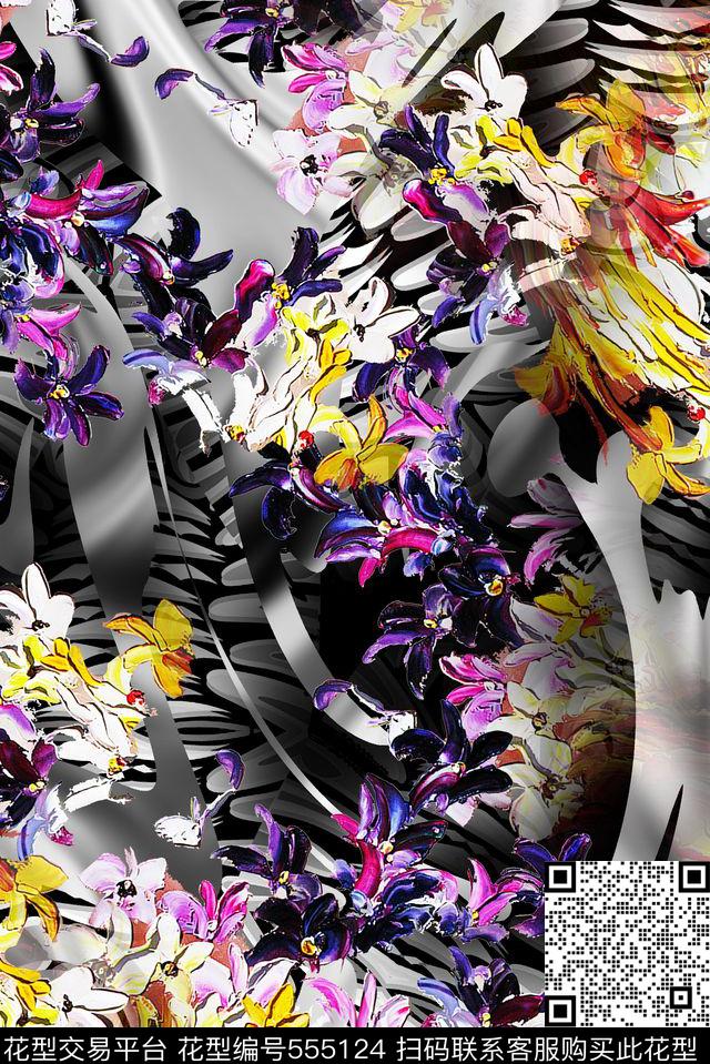 油画大气抽象动感炫彩数码印花华亿平台下载（图片编号: 555124） - 瓦栏（Walan）