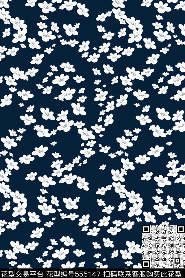 白色创意桃花传统印花华亿平台下载（图片编号: 555147） - 瓦栏（Walan）