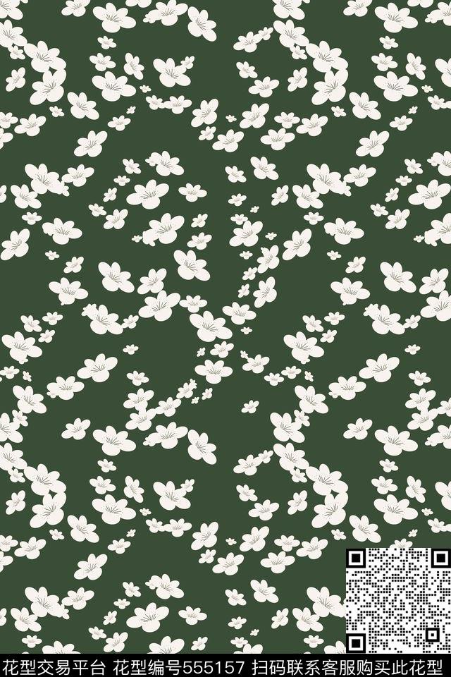 白色创意桃花传统印花华亿平台下载（图片编号: 555157） - 瓦栏（Walan）