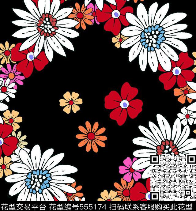 欧美时尚花卉传统印花华亿平台下载（图片编号: 555174） - 瓦栏（Walan）