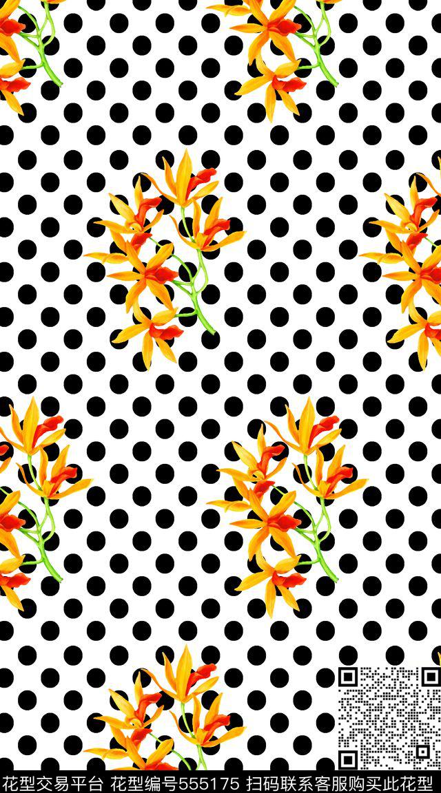 春夏时尚波点数码印花华亿平台下载（图片编号: 555175） - 瓦栏（Walan）