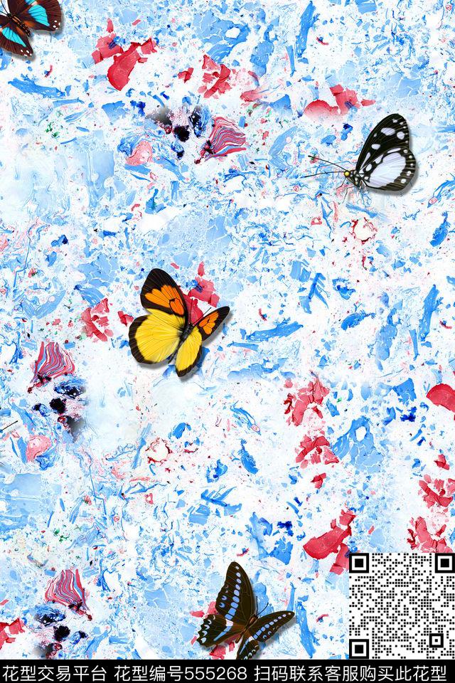 蝴蝶肌理时尚数码印花华亿平台下载（图片编号: 555268） - 瓦栏（Walan）
