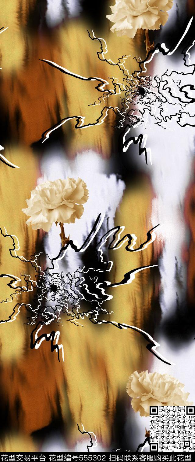 抽象男装图案笔刷纹理男装花卉数码印花华亿平台下载（图片编号: 555302） - 瓦栏（Walan）