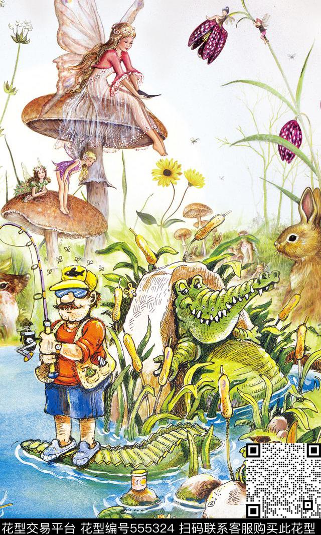 田园风鳄鱼兔子数码印花华亿平台下载（图片编号: 555324） - 瓦栏（Walan）