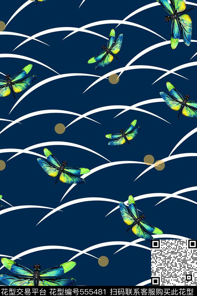 蝴蝶线条圆数码印花华亿平台下载（图片编号: 555481） - 瓦栏（Walan）