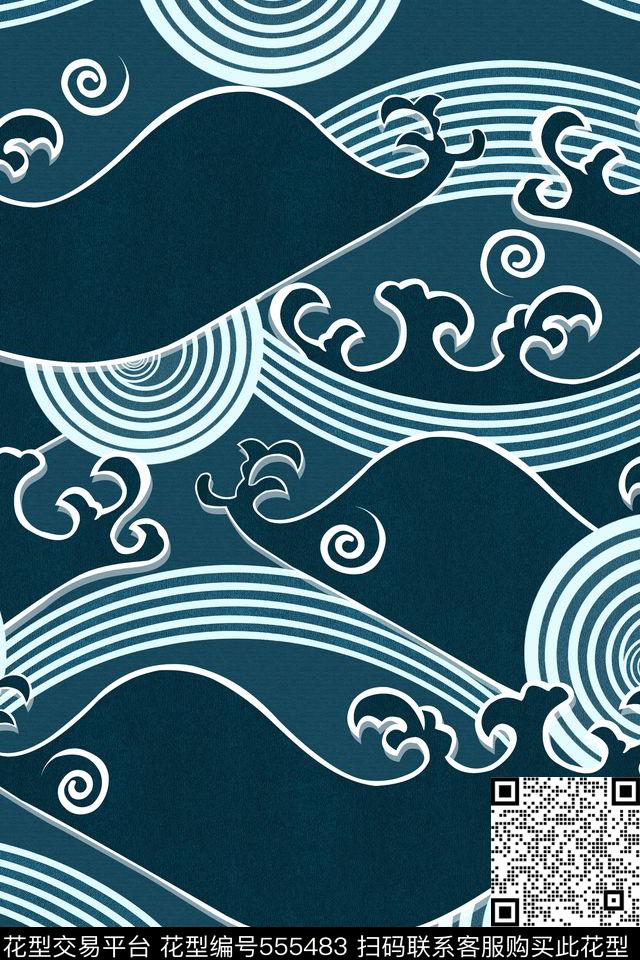 复古线条祥云传统印花华亿平台下载（图片编号: 555483） - 瓦栏（Walan）